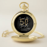 kazen tot 50 jaar modern zwart en goud zakhorloge<br><div class="desc">Moderne glitter zwarte en gouden 50ste verjaardagscadeau. Deel van een elegant stijlvol collectie.</div>