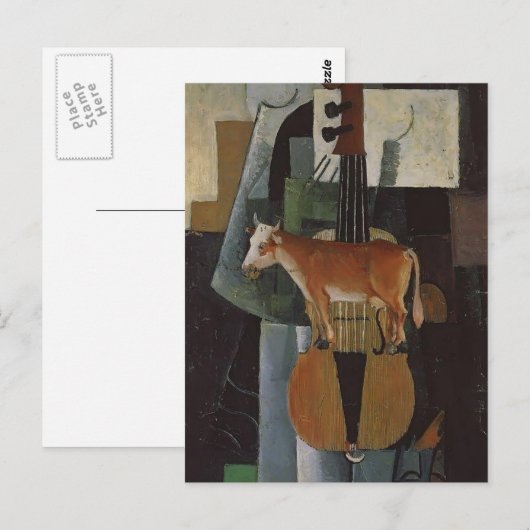 Kazimir Malevich- Cow en Fiddle Briefkaart (Voorkant / Achterkant)