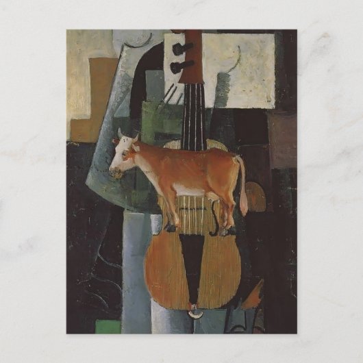 Kazimir Malevich- Cow en Fiddle Briefkaart (Voorkant)