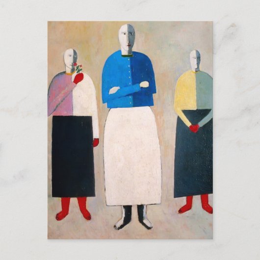 Kazimir Malevich - Drie meisjes Briefkaart (Voorkant)
