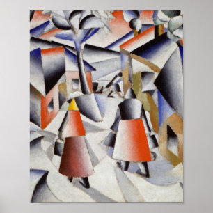 Kazimir Malevich - Goedemorgen in het dorp Poster