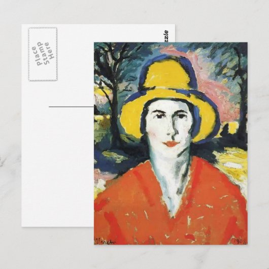 Kazimir Malevich - Portret van Vrouw in Geel Pet Briefkaart (Voorkant / Achterkant)