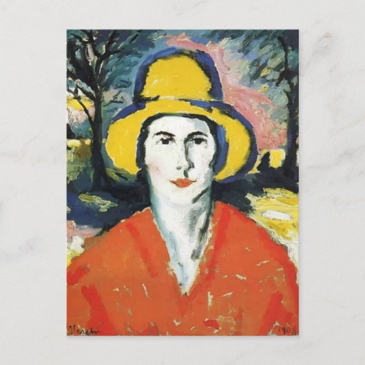 Kazimir Malevich - Portret van Vrouw in Geel Pet Briefkaart (Voorkant)
