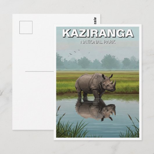 Kaziranga Nationaal Park Assam India Reizen Briefkaart (Voorkant / Achterkant)