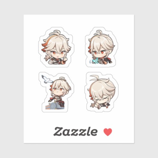 Kazuha Genshin Impact 4 stuks stickerblad Sticker (Vel)
