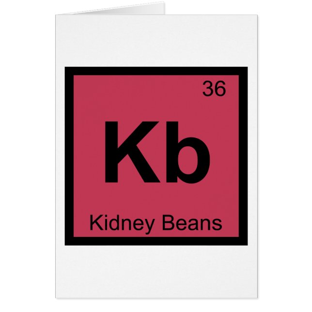 Kb - Kidney Beans Chemistry Periodic Table Symbol (Voorkant)