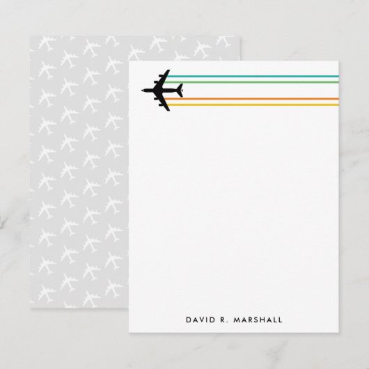 KC-135 Tanken Jet Kleurrijke Contrail Custom Name Notitiekaartje (Voorkant / Achterkant)