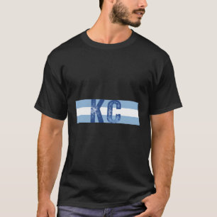 KC 2 Letters Kansas City KC Blauwe Strepen KC T-shirt