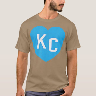 KC Blue Heart Kc Kansas City 2 Letter KC Love Blue T-shirt