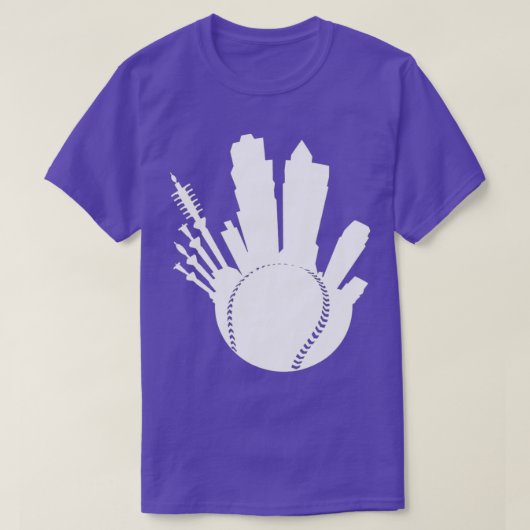 KC Kansas City Baseball Buildings Skyline Royal Bl T-shirt (Design voorkant)
