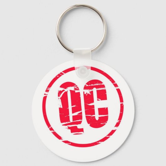 KC Kwaliteitscontrole rood rubber stempel Sleutelhanger (Voorkant)