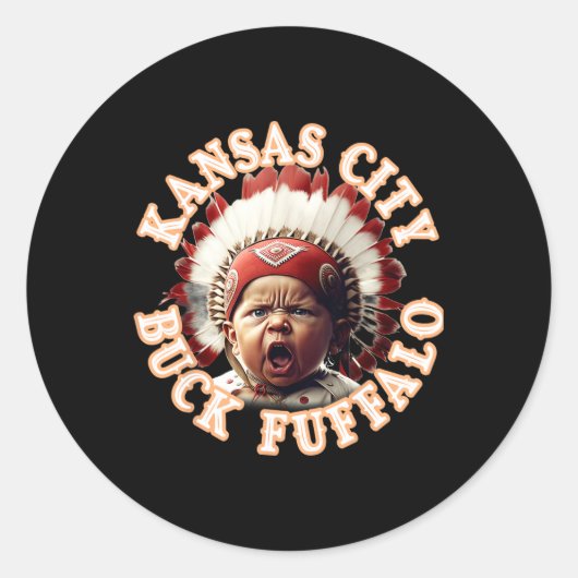 KC Tailgate Kansas City BBQ Buck Fuffalo Barbecue Ronde Sticker (Voorkant)
