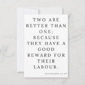 Kclesiastes Bijbelscriptgroet van 4:9 KJV Kaart (Voorkant)