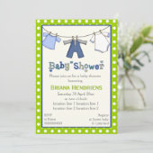 Kclothesline babyjongensdouche gepersonaliseerd kaart (Staand voorkant)