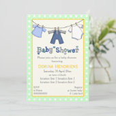 Kclothesline babyjongensdouche gepersonaliseerd kaart (Staand voorkant)