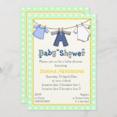 Kclothesline babyjongensdouche gepersonaliseerd kaart (Voorkant / Achterkant)