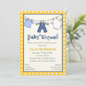 Kclothesline babyjongensdouche gepersonaliseerd kaart (Staand voorkant)