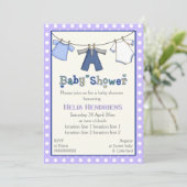 Kclothesline babyjongensdouche gepersonaliseerd kaart (Staand voorkant)