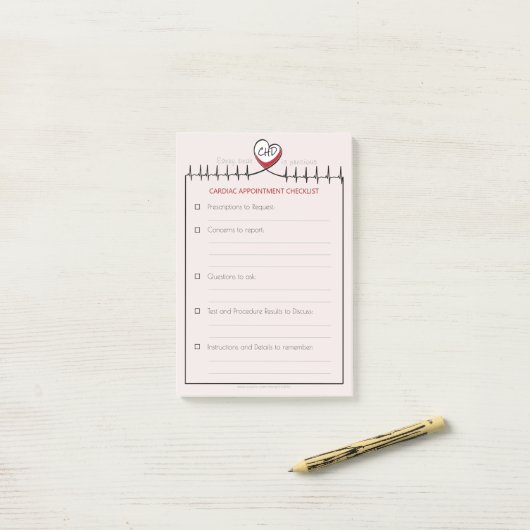 KD hartslag Benoeming Post-it Opmerkingen Post-it® Notes (Op bureau)