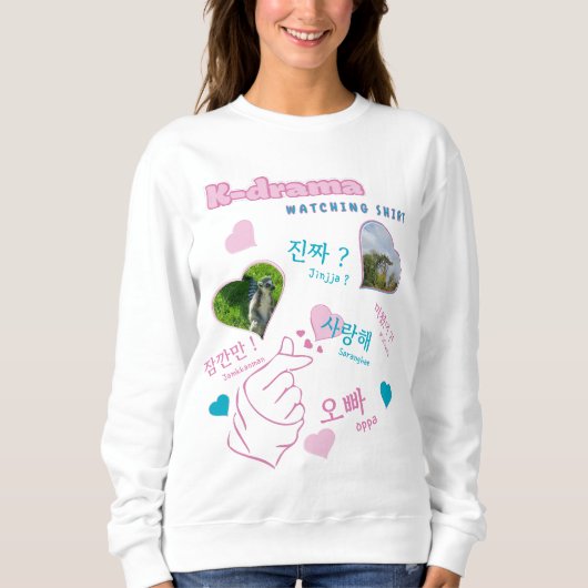 Kdrama 2 Photo Collage Koreaanse hangul typografie Trui (Voorkant)