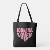 Kdrama Lover Pink Heart Typography Simple Black Tote Bag (Achterkant)