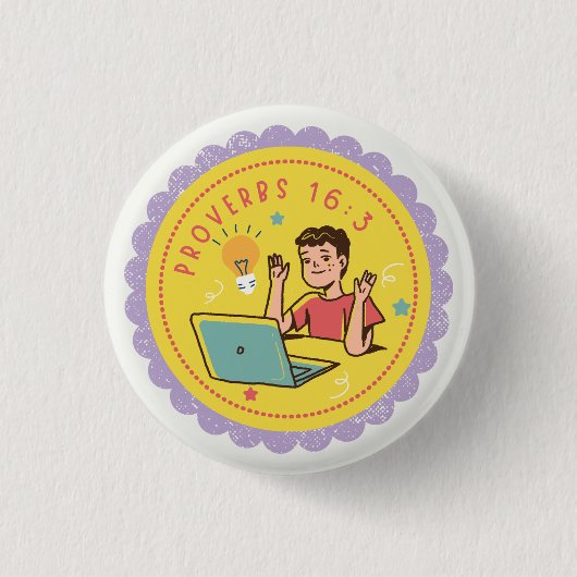 KE Prov 16:3 Ronde Button 3,2 Cm (Voorkant)