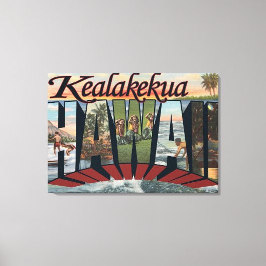 Kealakekua, Hawaii - Grote letterscènes Canvas Afdruk (Voorkant)