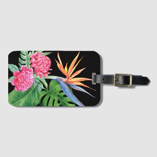 Kealani (zwart) Hawaii bloemstuk Bagagelabel (Voorkant (horizontaal))