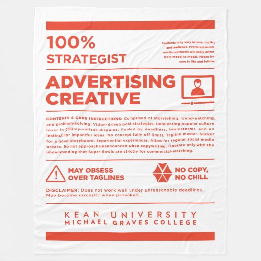 Kean MGC Advertising Zorglabel Fleece Deken (Voorkant)