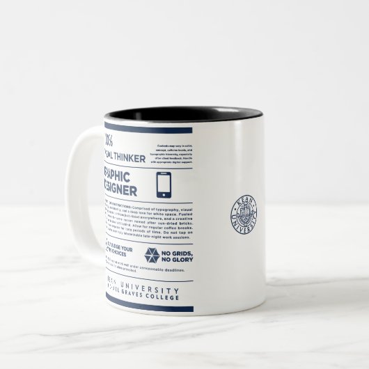 Kean MGC Care Label Graphic Design Mug Tweekleurige Koffiemok (Voorkant links)