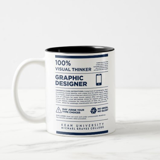 Kean MGC Care Label Graphic Design Mug Tweekleurige Koffiemok (Links)