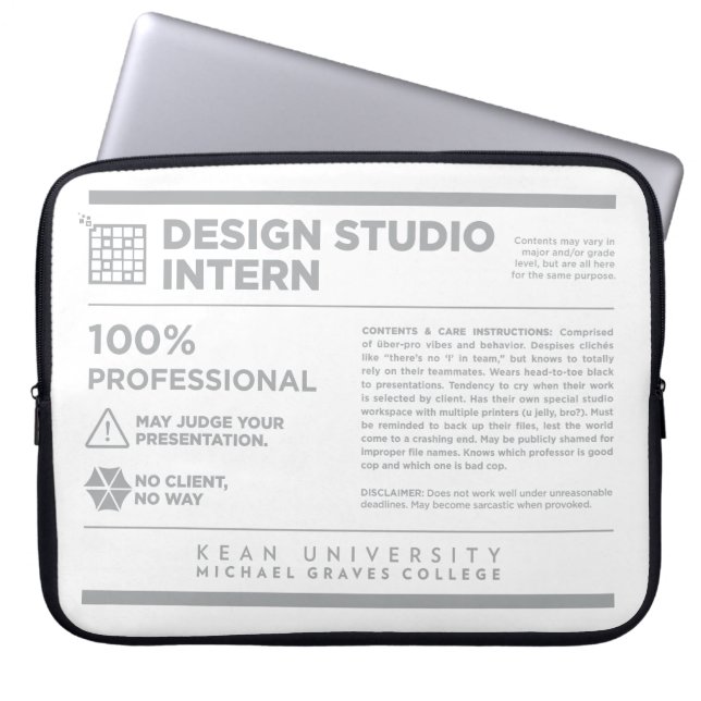 Kean MGC Design Studio Zorglabel Laptop Sleeve (Voorkant)