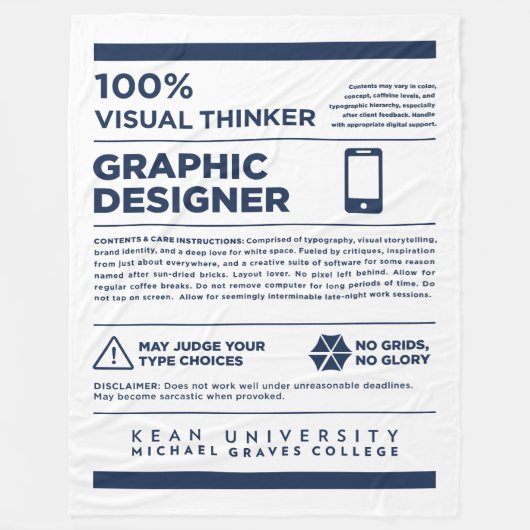 Kean MGC Grafisch ontwerp Zorglabel Fleece Deken (Voorkant)