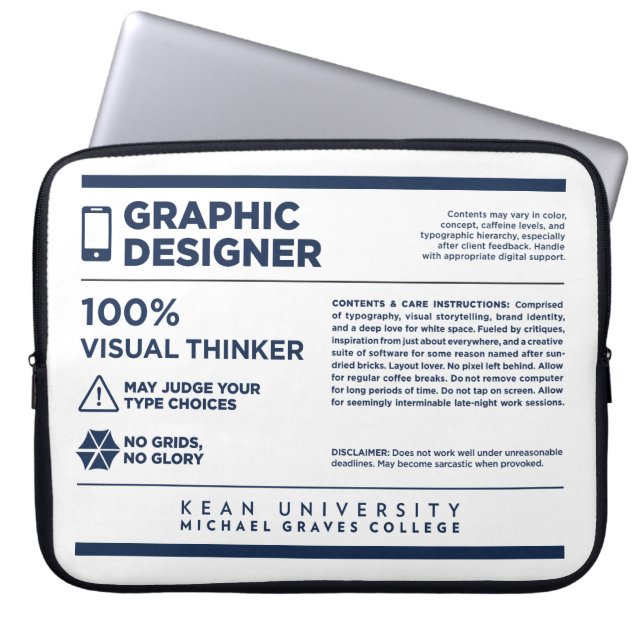 Kean MGC Graphic Design Care Label Laptop Sleeve (Voorkant)