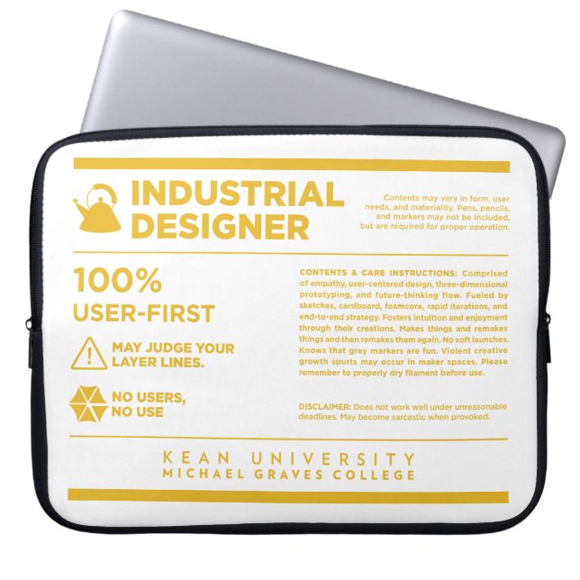 Kean MGC Industrial Design Care Label Laptop Sleeve (Voorkant)