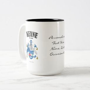 Keane Family Crest, vertaling en betekenis Tweekleurige Koffiemok