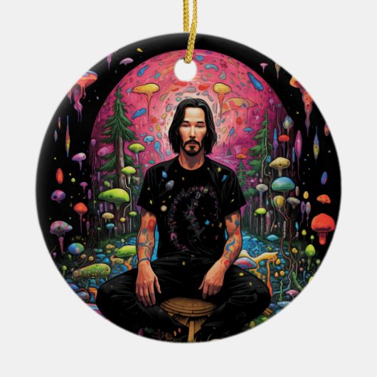 Keanu Reeves Kerst Vrede Meditatie Ornament (Voorkant)