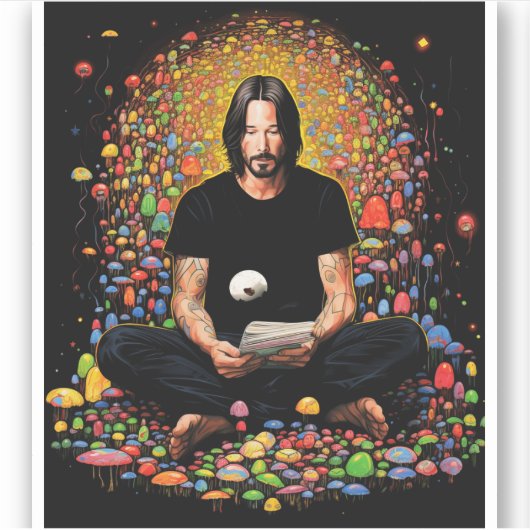 Keanu Reeves Zen Meditatie Sticker (Voorkant)