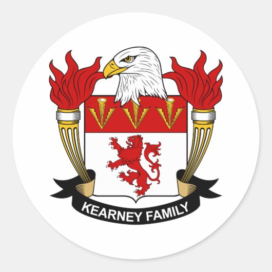 Kearney Family Crest Ronde Sticker (Voorkant)