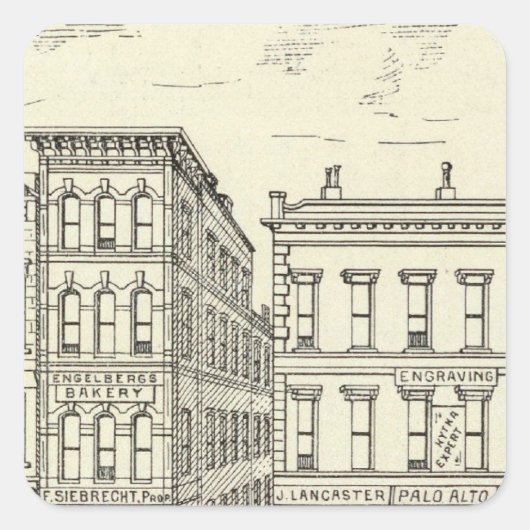 Kearny, Pine en California East Side Vierkante Sticker (Voorkant)