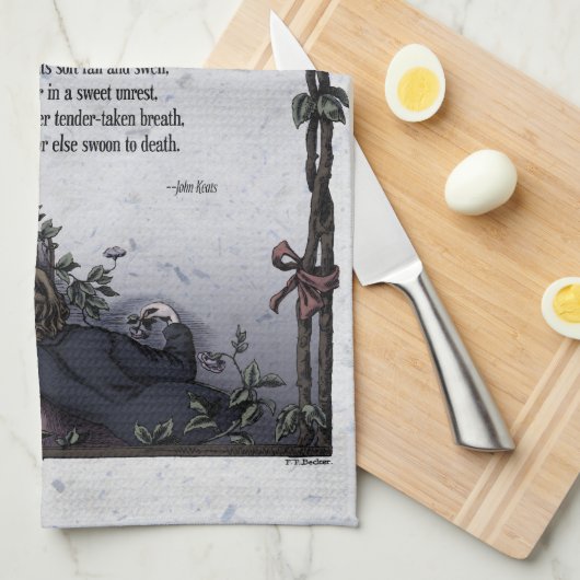Keats "Bright Star" Victoriaans poëzie Art Tea Tow Theedoek (Quarter Fold)