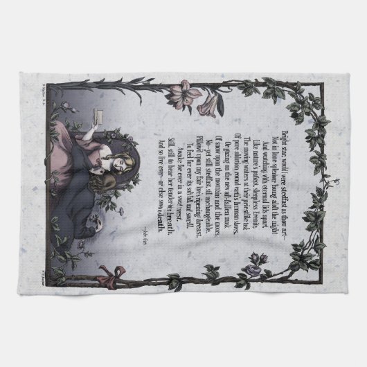 Keats "Bright Star" Victoriaans poëzie Art Tea Tow Theedoek (Horizontaal)