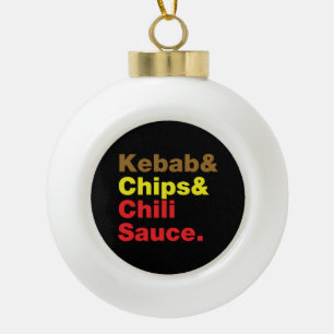 Kebab & Chips & Chili Sauce. Keramische Bal Ornament