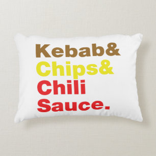 Kebab & Chips & Chilisaus. Decoratief Kussen