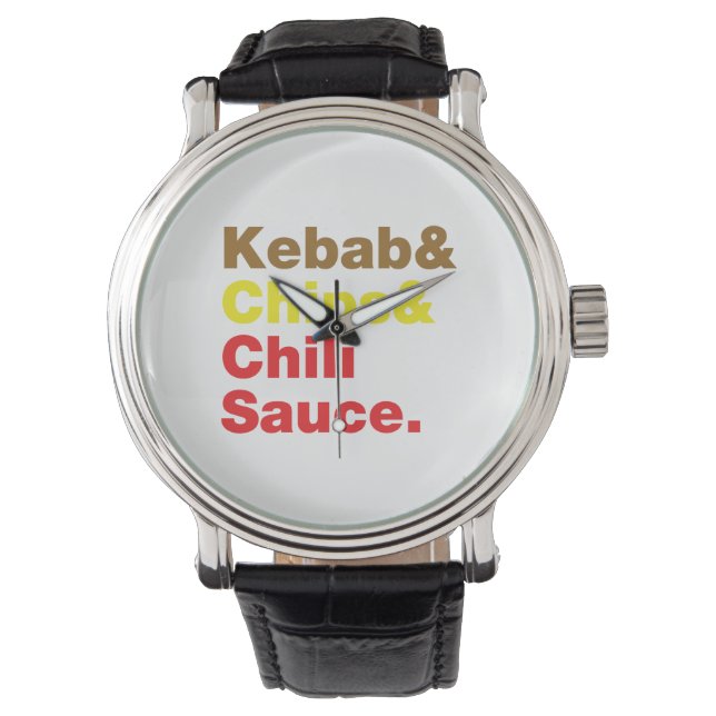 Kebab & Chips & Chilisaus. Horloge (Voorkant)