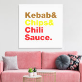 Kebab en Chips & Chili Sauce. Canvas Afdruk (Insitu (Woonkamer))