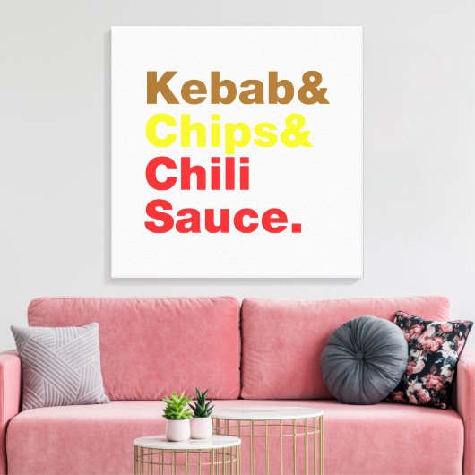 Kebab en Chips & Chili Sauce. Canvas Afdruk (Insitu (Woonkamer))
