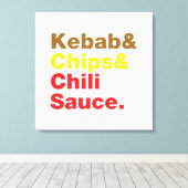 Kebab en Chips & Chili Sauce. Canvas Afdruk (Insitu (Houten vloer))