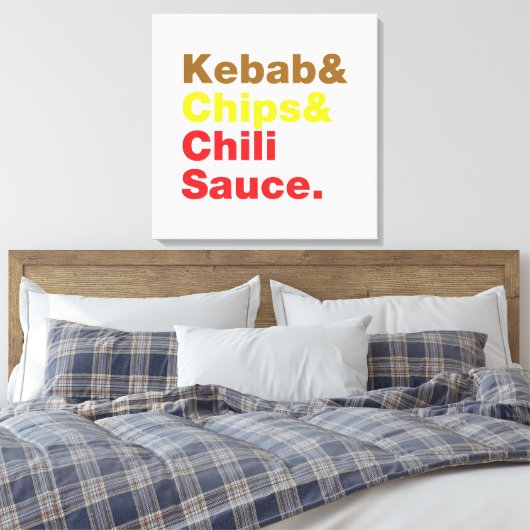 Kebab en Chips & Chili Sauce. Canvas Afdruk (Insitu (Slaapkamer))