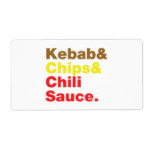 Kebab en Chips & Chili Sauce. Etiket (Voorkant)